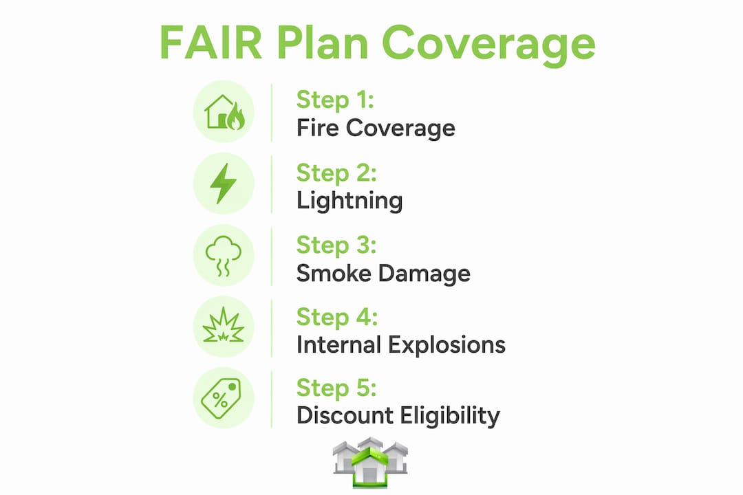 Infographic illustrating FAIR Plan coverage steps