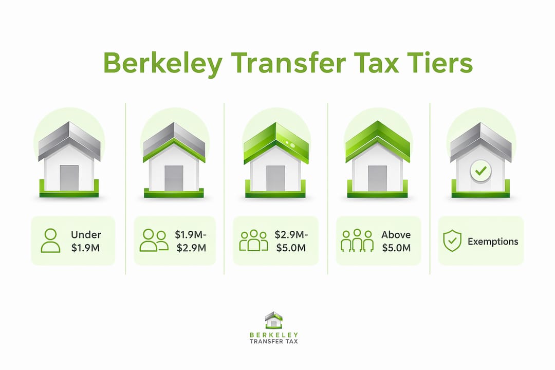 Infographic illustrating tiers of Berkeley transfer tax rates
