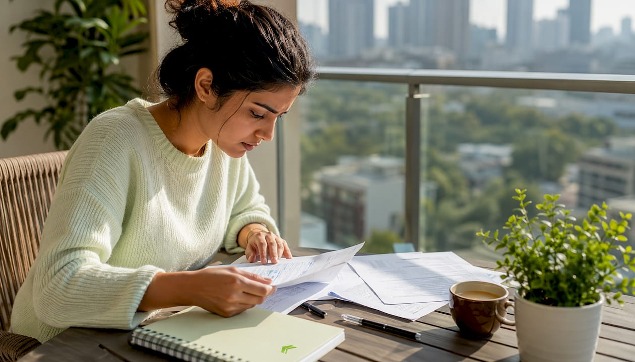 Woman reviewing FHA and conventional loans at home