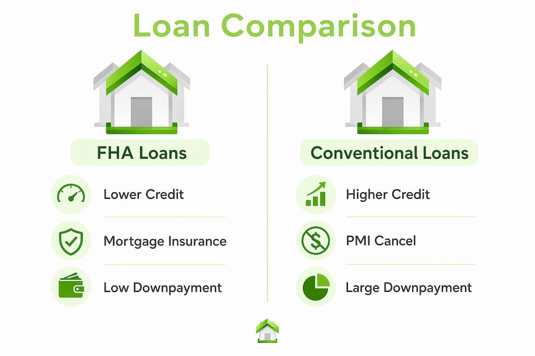 Infographic comparing FHA and conventional loans