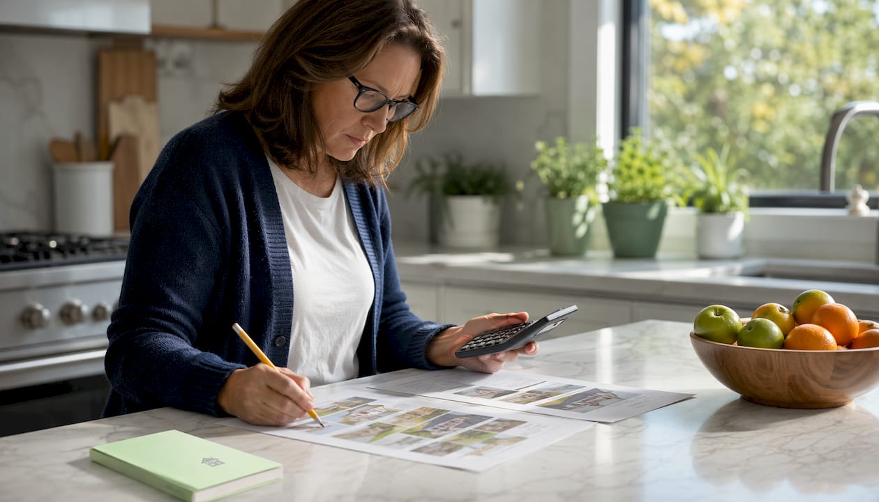 Woman calculating home price per square foot