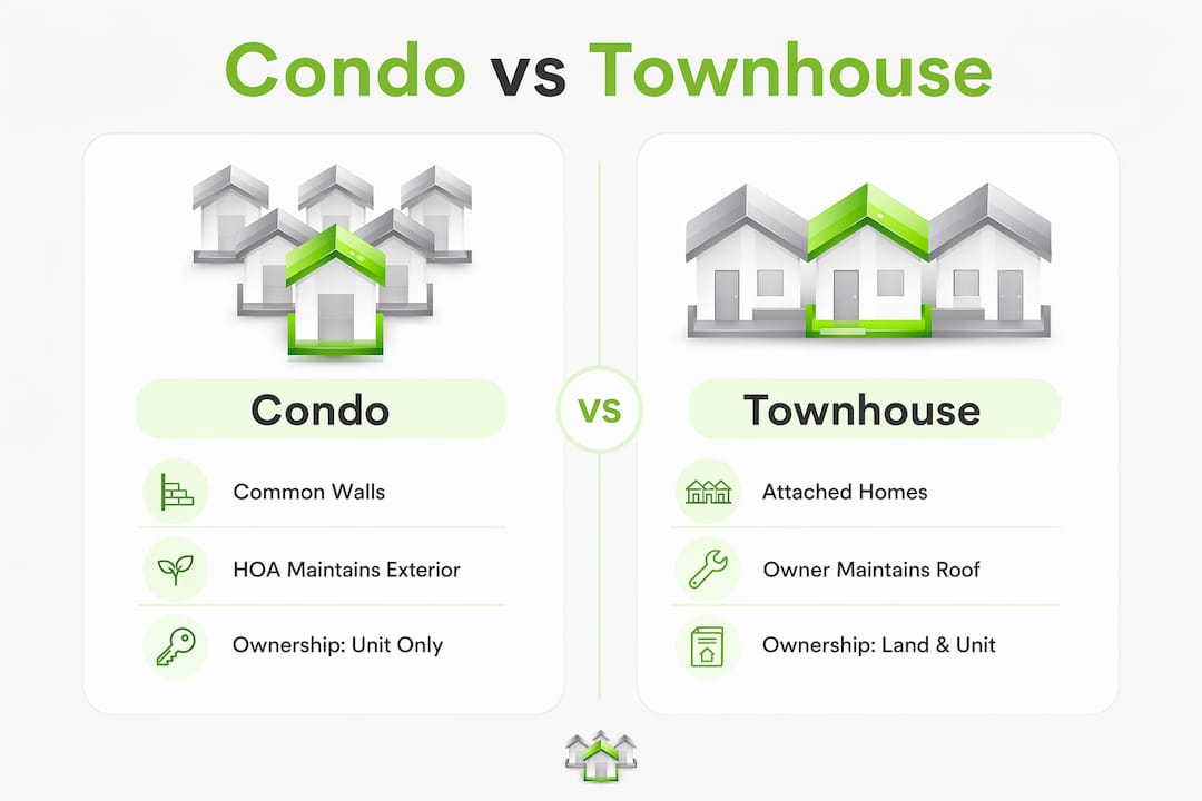 Infographic comparing condo and townhouse ownership