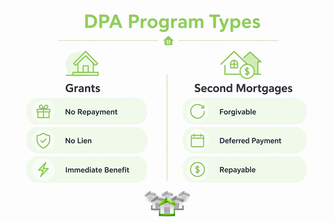 Infographic comparing down payment assistance program types