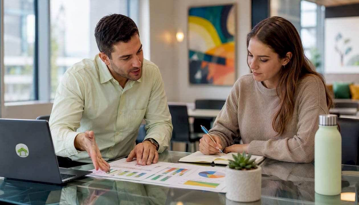 Agent explaining home inspection costs to buyer