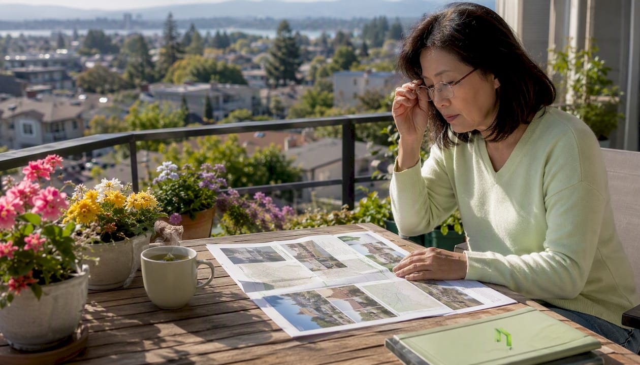 Woman comparing Berkeley and Oakland guides