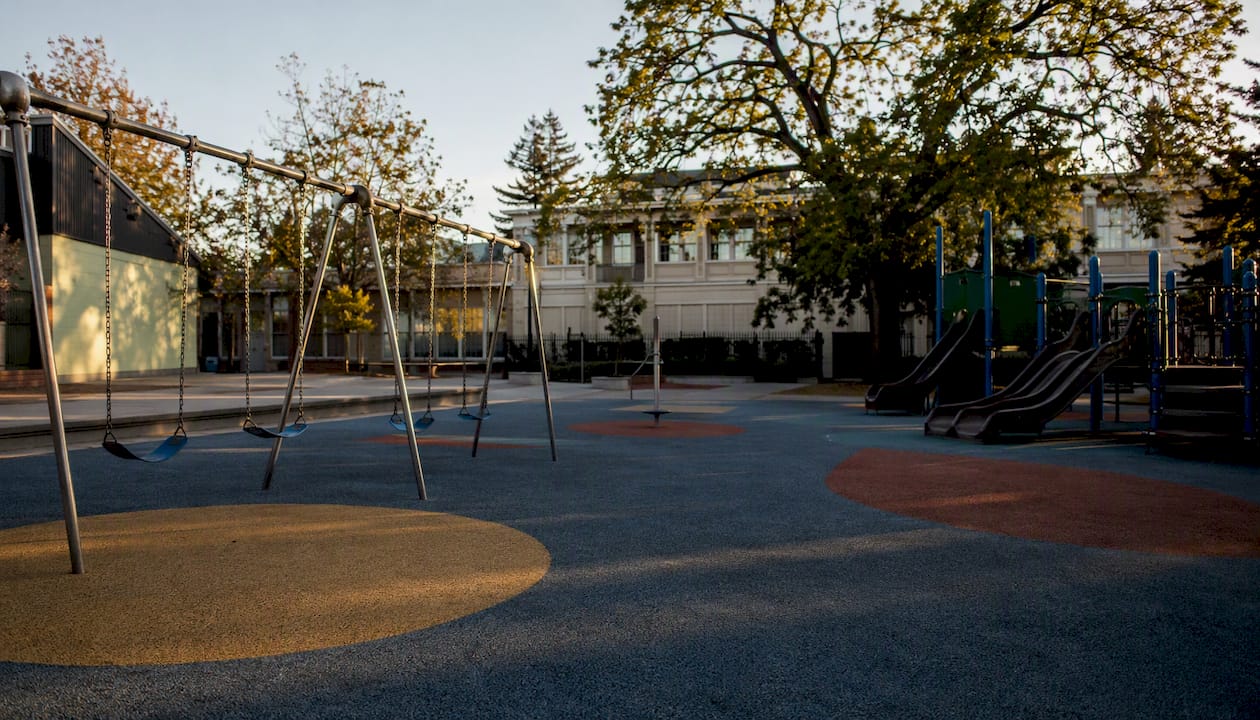Empty Berkeley school playground after classes