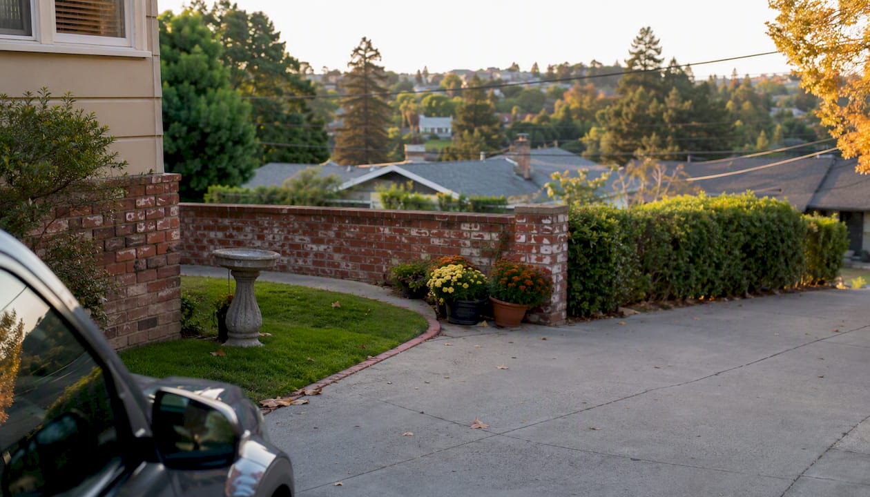 Shared residential driveway with easement markings
