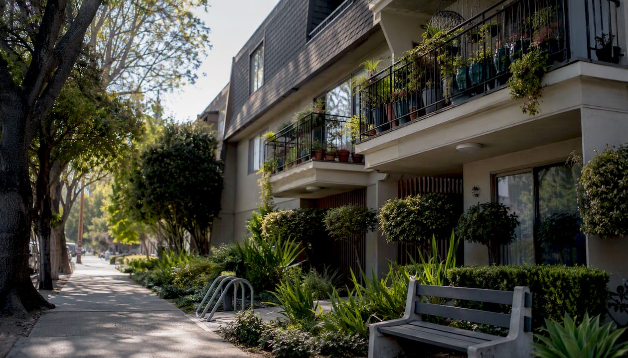 East Bay apartment building exterior for rental market