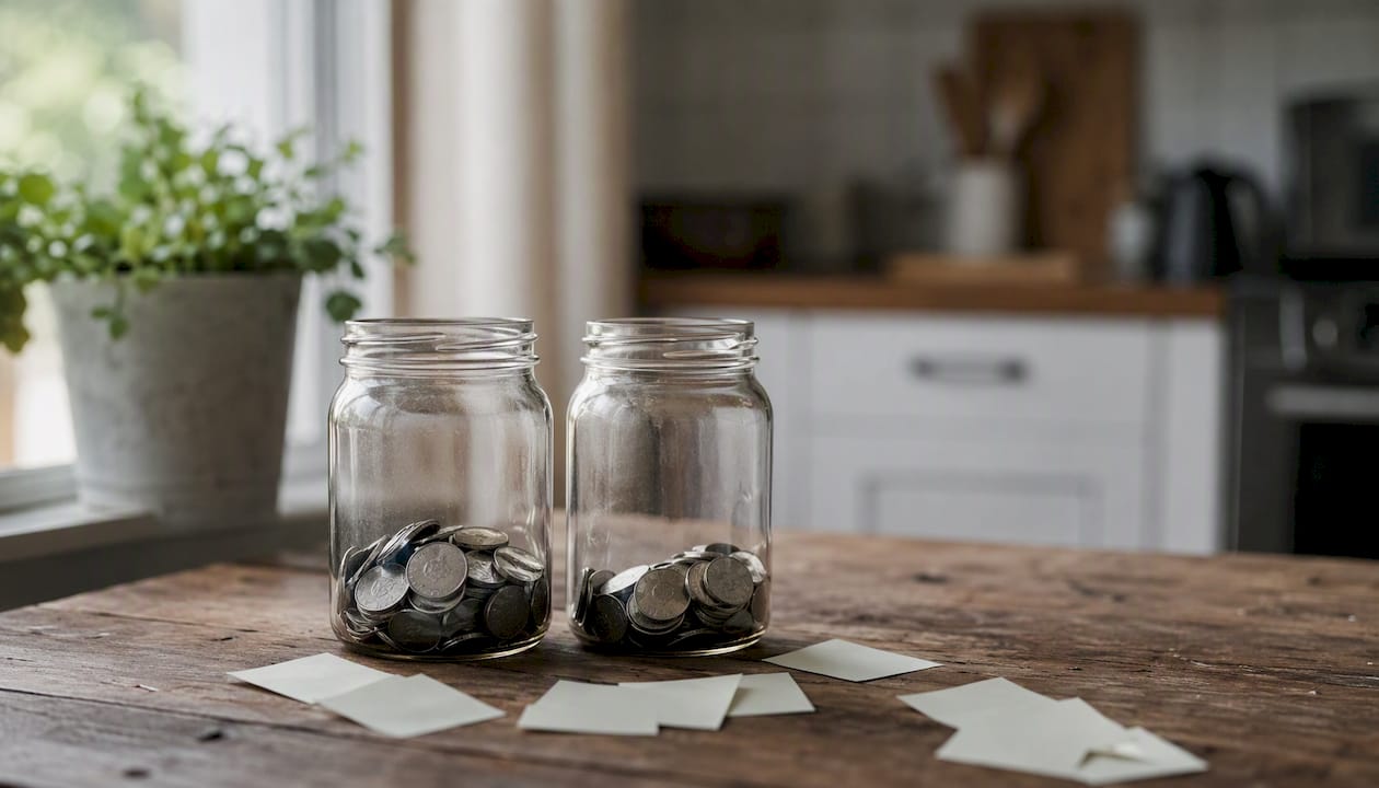 Jars filled with coins for security deposits