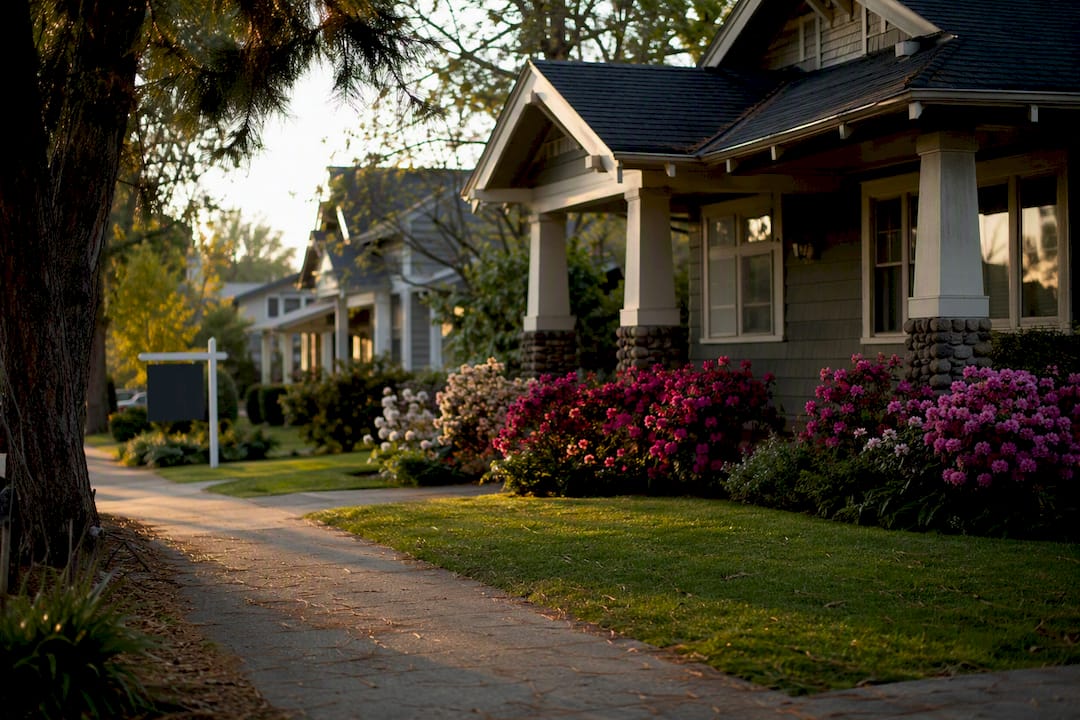California suburban street with homes