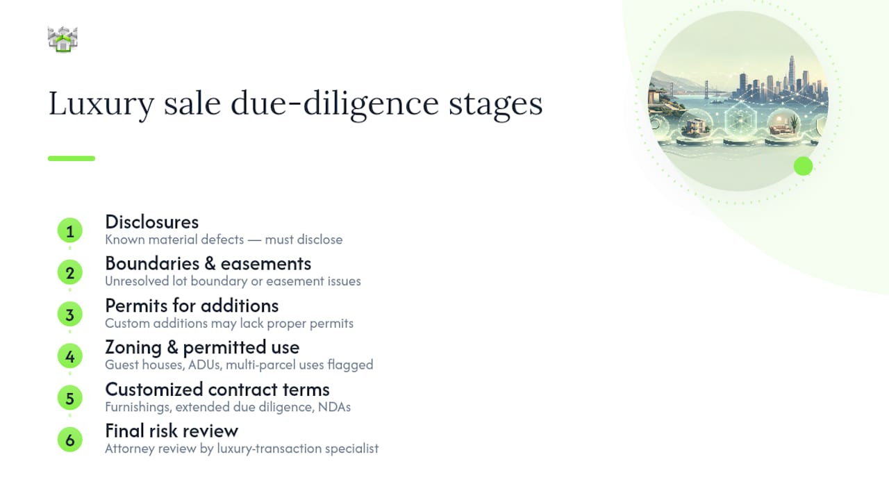 Luxury home sale due diligence checks