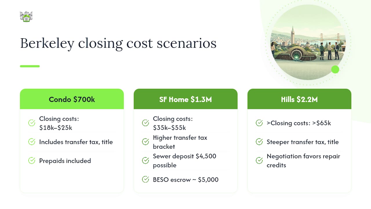 Berkeley purchase prices and closing cost ranges