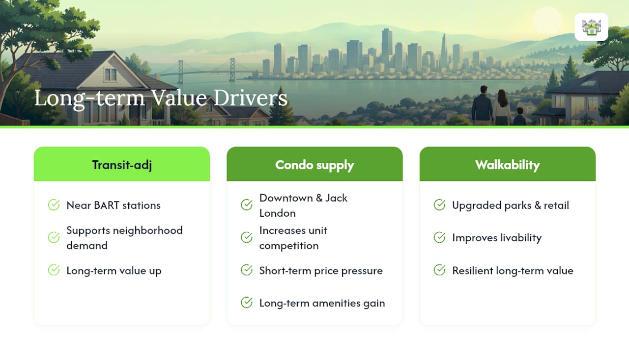 Oakland development and infrastructure value drivers